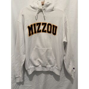 Champion Eco Authentic Mizzou Pullover Hoodie White Fleece Medium